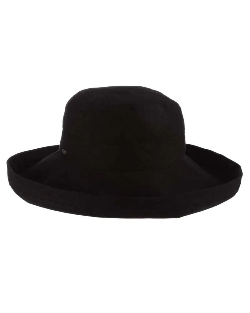 Cotton Big Brim black sun hat with upturned brim, DORFMAN PACIFIC COMPANY, Women's Hats collection