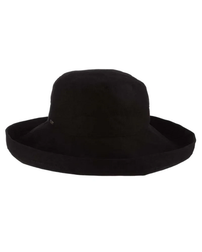 Cotton Big Brim black sun hat with upturned brim, DORFMAN PACIFIC COMPANY, Women's Hats collection