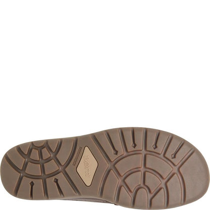 Rubber outsole tread with grid pattern and embossed logo at center