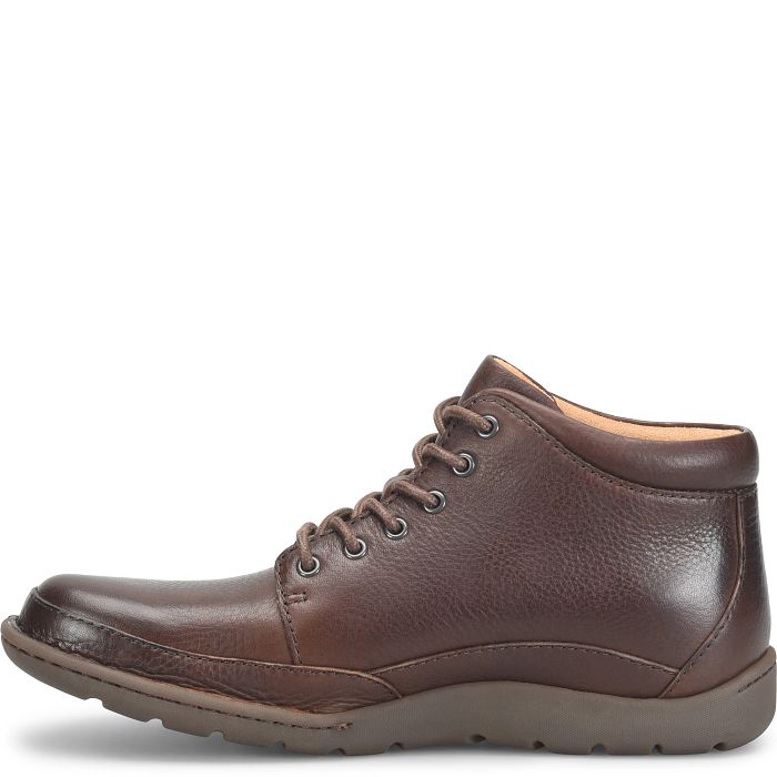Nigel boot brown leather lace-up with side seam stitching and thick sole
