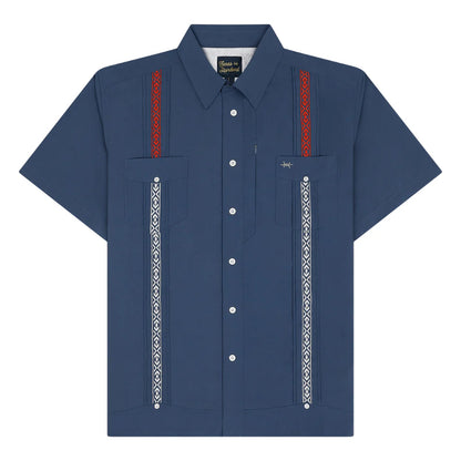 Guayabera Libre - Harrisburg navy geometric short sleeve moisture-wicking shirt by TEXAS STANDARD