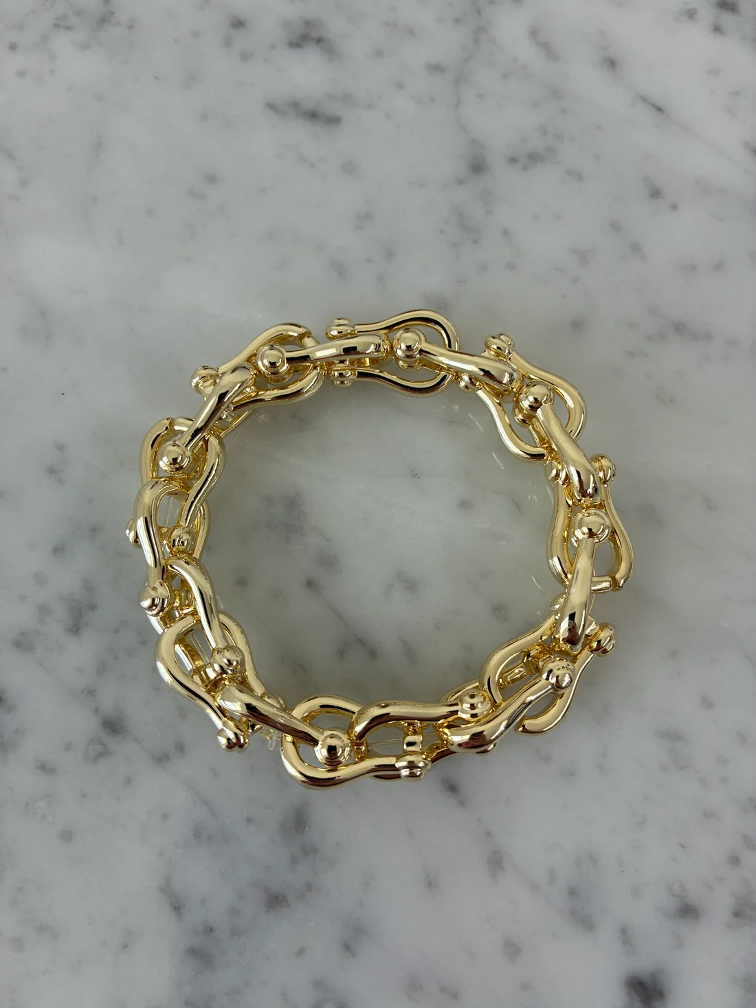 Gold Horse Bit Stretch Bracelet