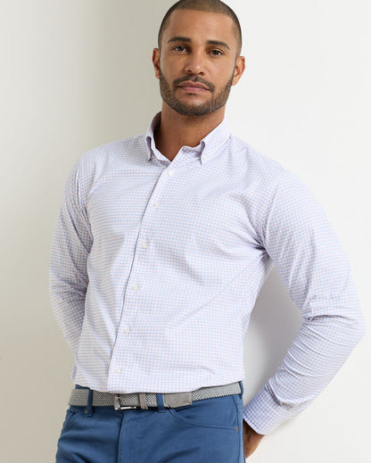 Gregory Performance Twill Sport Shirt in checkered pattern with stretch and UV protection