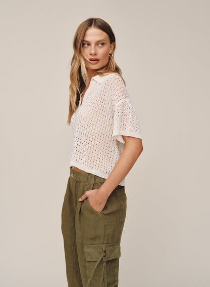 Short Sleeve Crop Pullover - Sand Stone