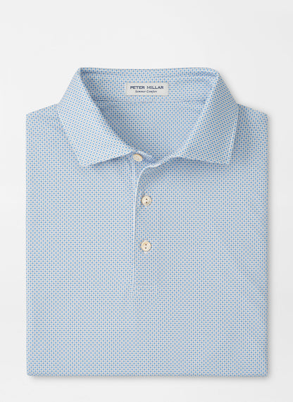 Phoenix Performance Jersey Polo with light blue geometric design, moisture wicking, UPF 50+ protection