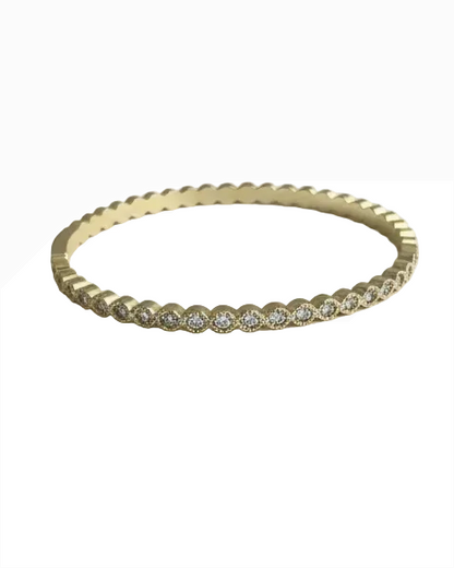 CZ Push Lock Bangle - Gold