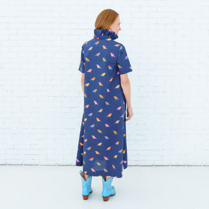 Georgia Bird Dress Navy