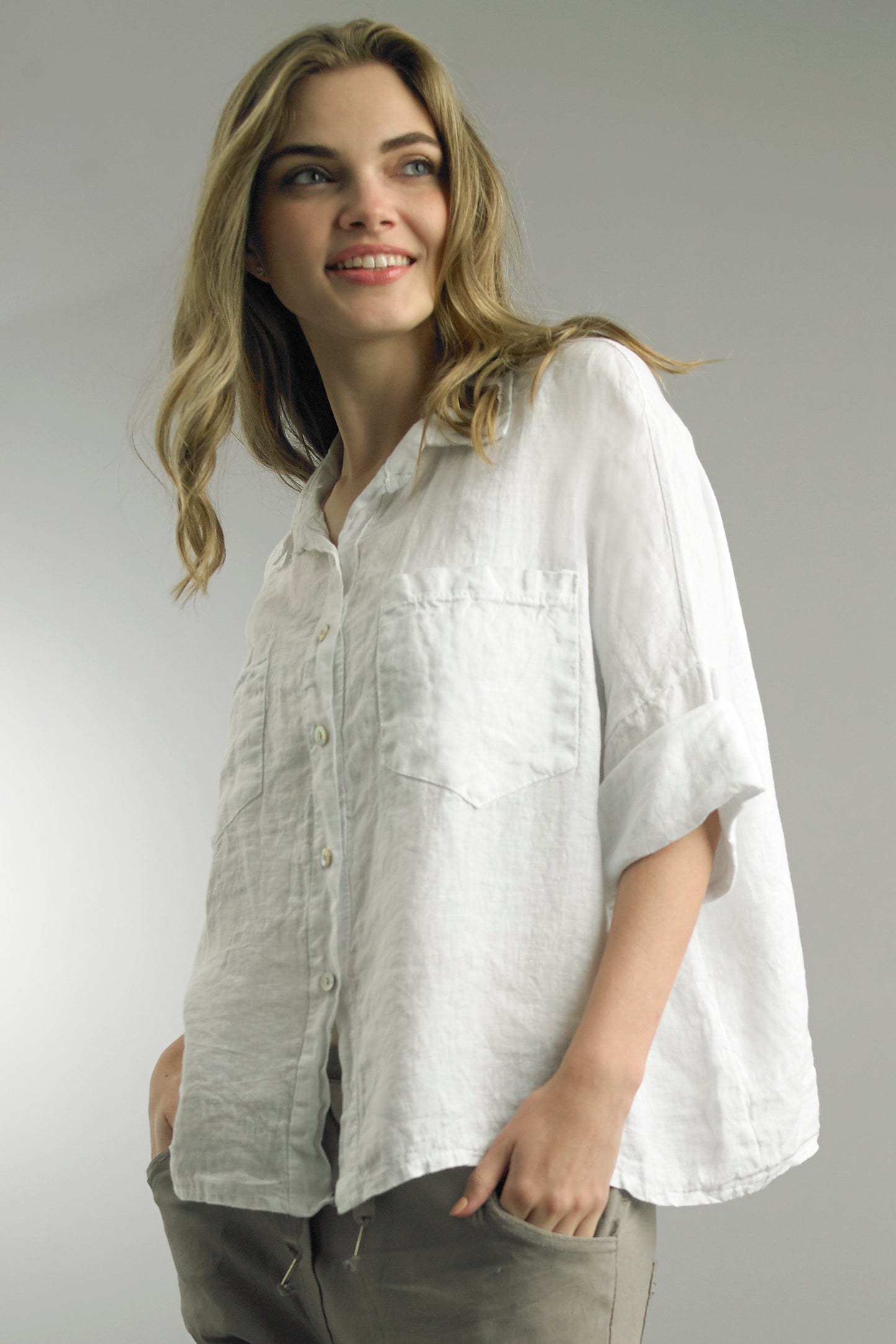 Two Pocket Linen Top