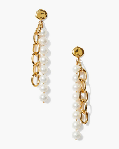 Esme Chain Earrings White Pearl
