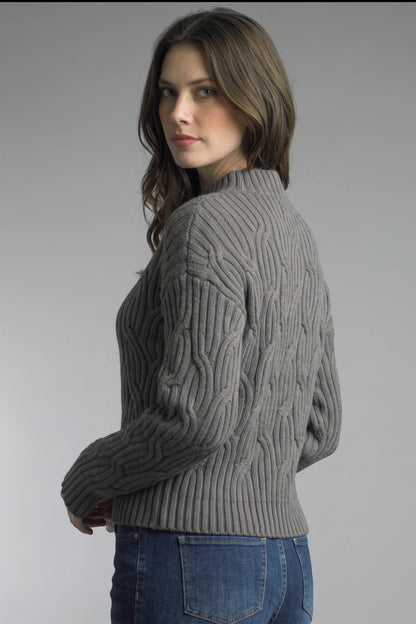 Cabel Neck Sweater - Gray