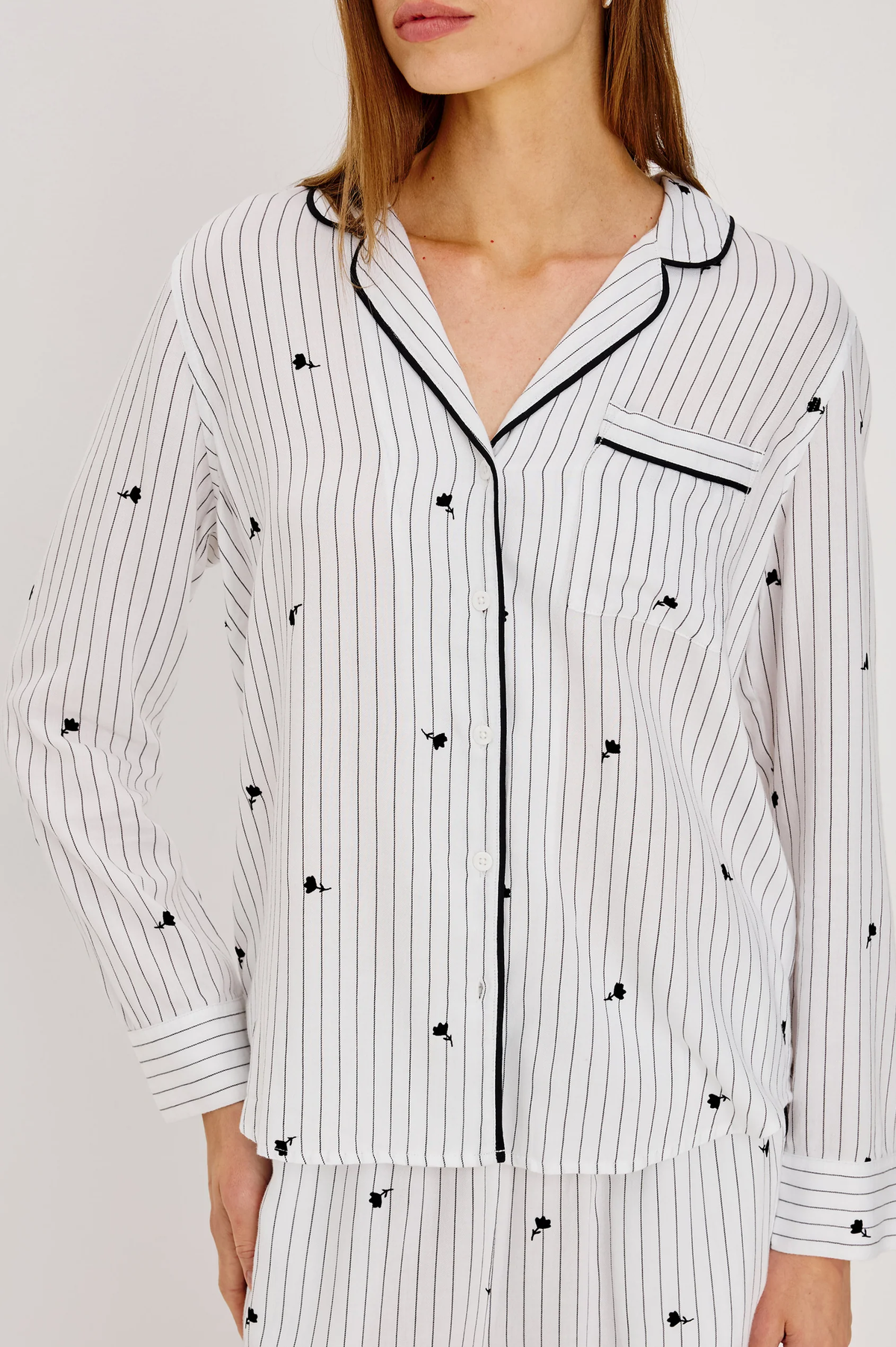 Luna Pajama Set - Striped Onyx Floral RAILS women's striped floral sleepwear