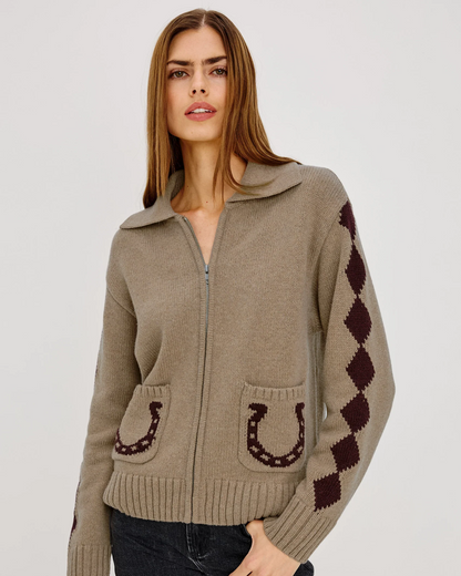 Rhea - Horseshoes RAILS women's beige geometric merino wool blend sweater