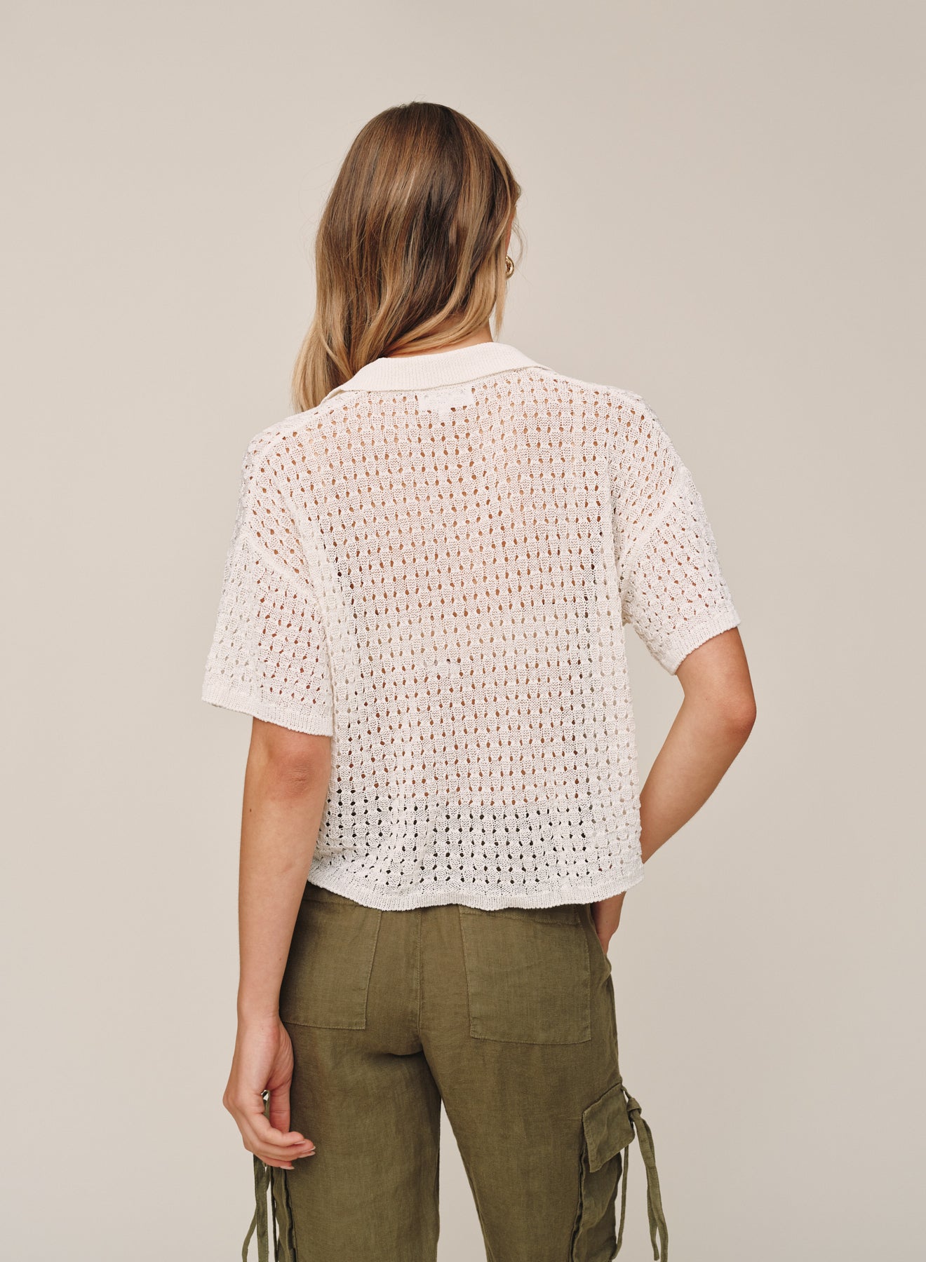 Short Sleeve Crop Pullover - Sand Stone