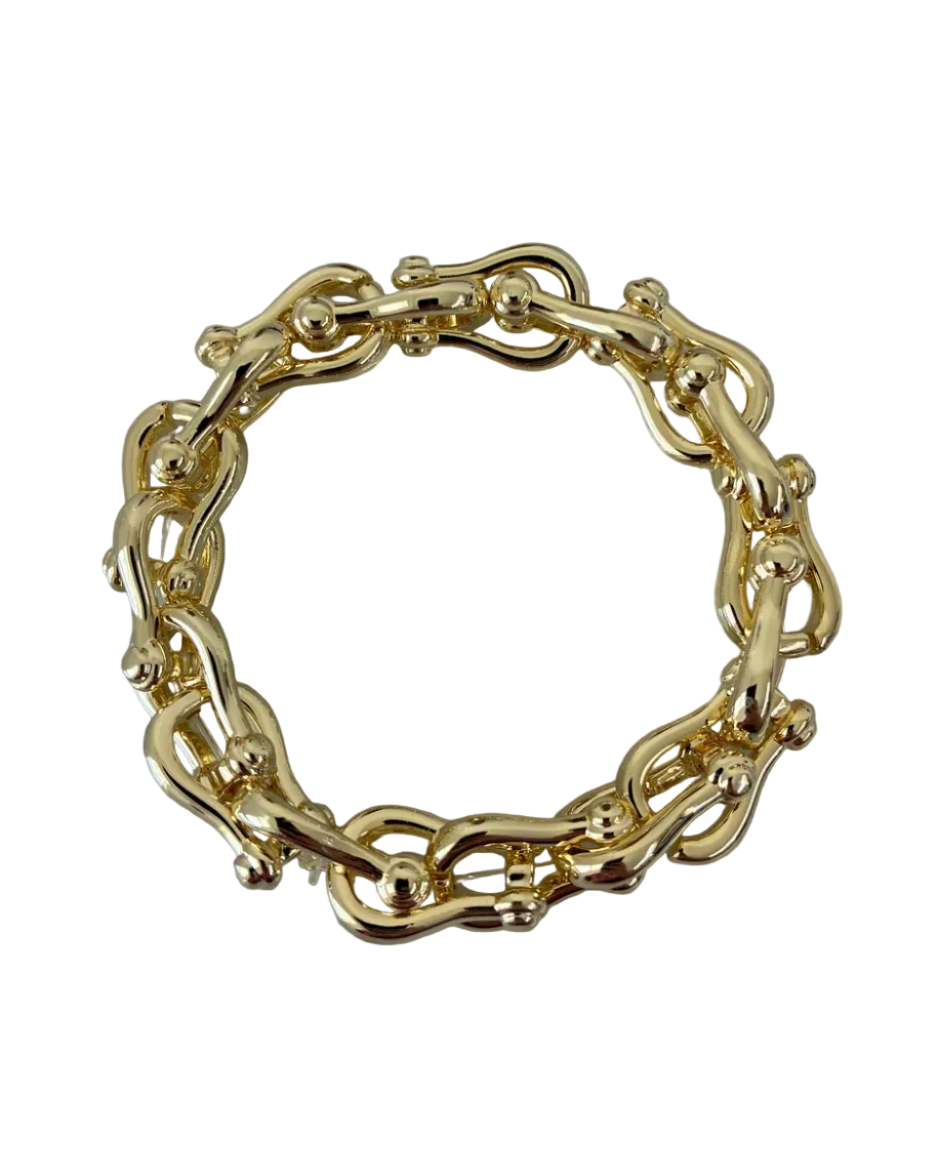 Gold Horse Bit Stretch Bracelet
