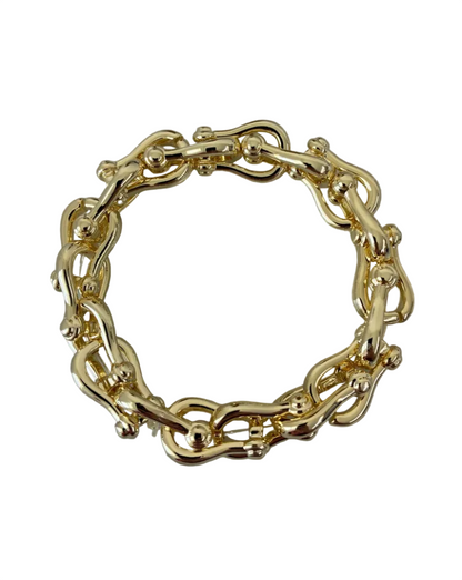 Gold Horse Bit Stretch Bracelet