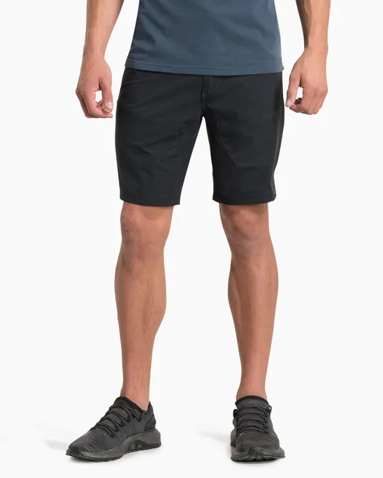 Silencr Kargo Short - Raven in black with ripstop, stretch, water resistance, and UV protection by KUHL