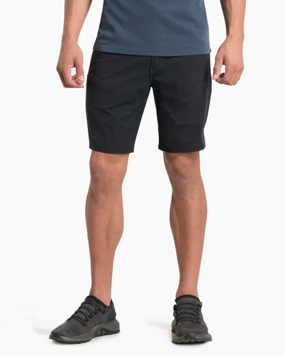 Silencr Kargo Short - Raven in black with ripstop, stretch, water resistance, and UV protection by KUHL
