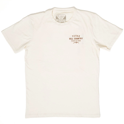 Chill Country Ranch Tee in soft cream with small Texas Hill Country Provisions logo on chest, lightweight and comfortable for effortless Hill Country style.