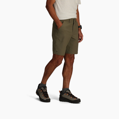 Wilder Short in green, men's straight leg hiking shorts with stretch and water resistance