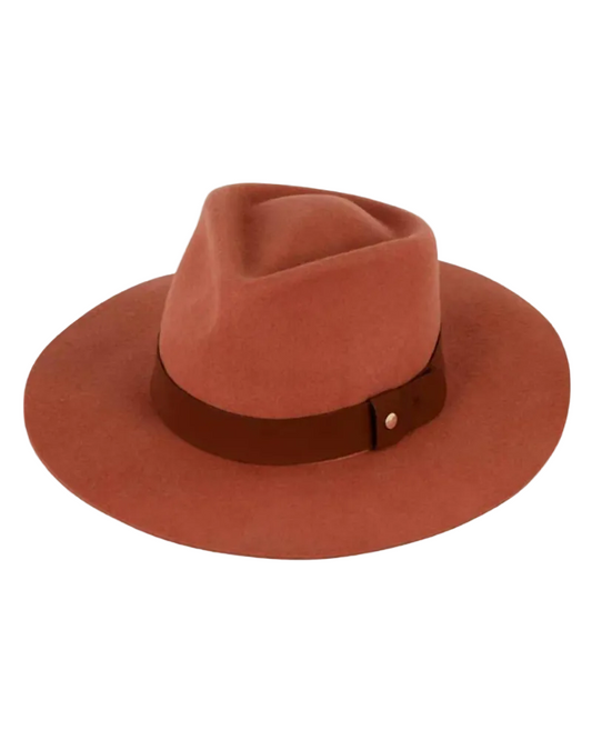 Cara Wide Brim Fedora Terracotta