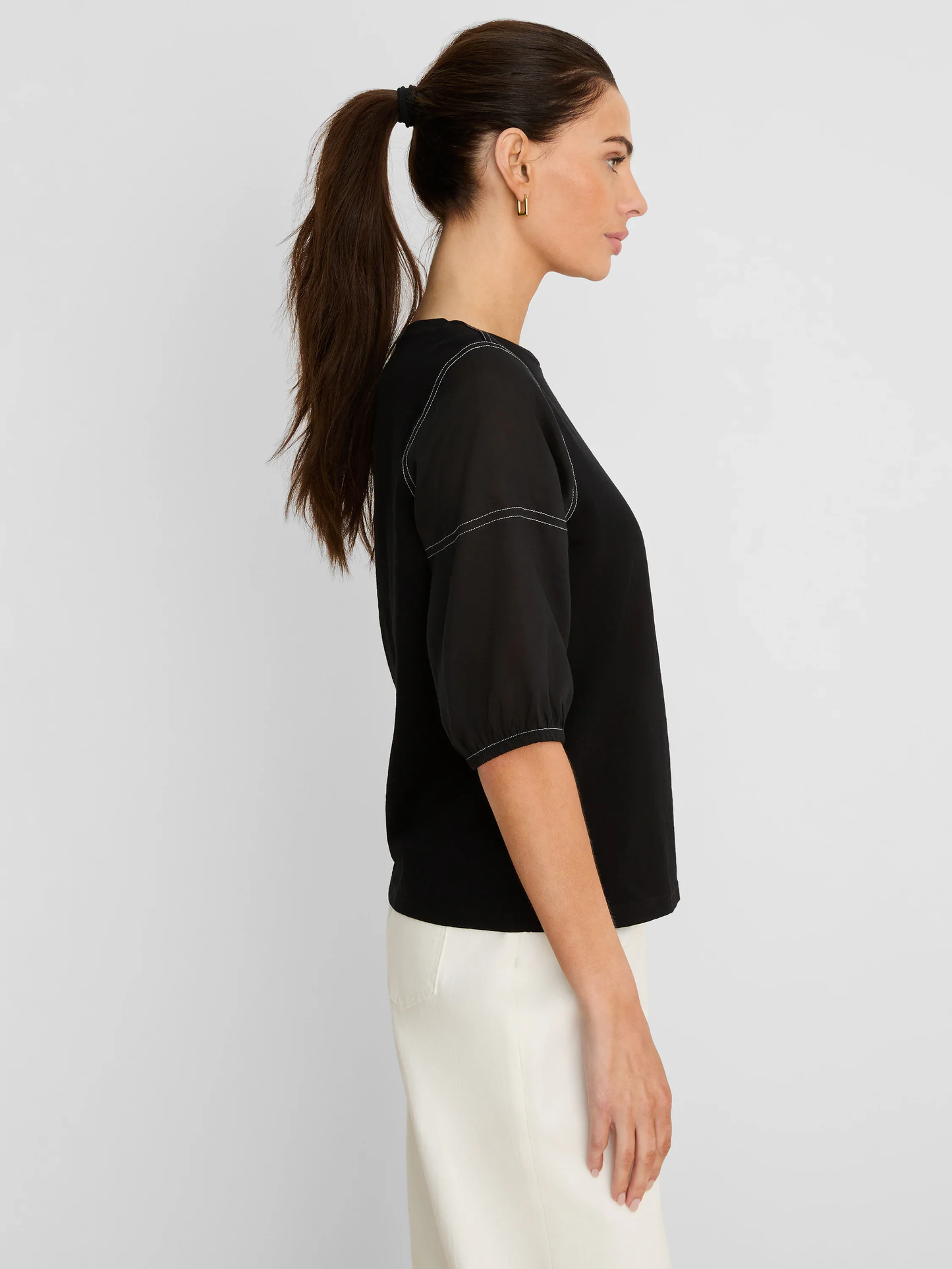 Linen Sleeve Cotton Tee