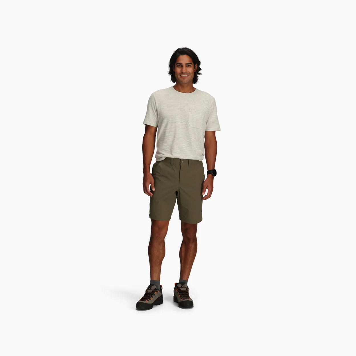 Wilder Short in green, straight leg men's hiking shorts with moisture wicking and stretch