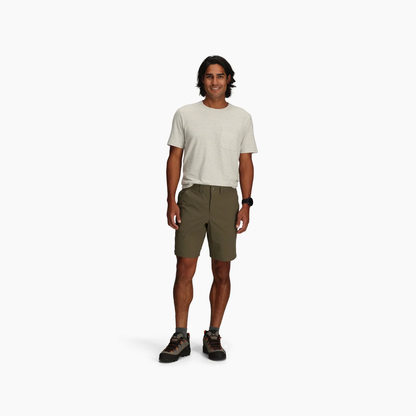 Wilder Short in green, straight leg men's hiking shorts with moisture wicking and stretch