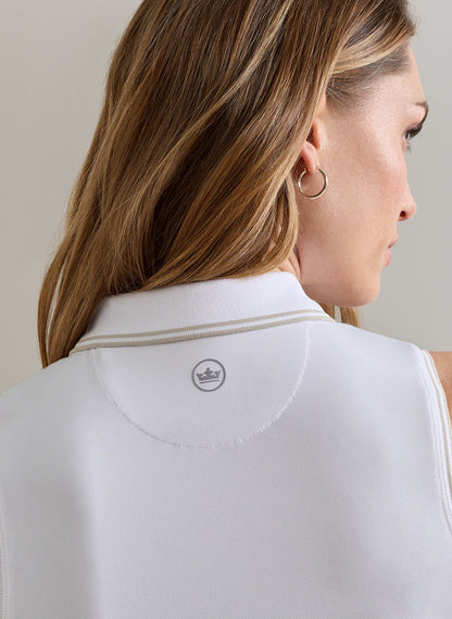 Canterbury Tipped Sport Mesh Sleeveless Polo in white with moisture-wicking and UV protection