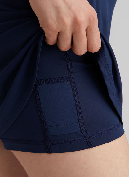Sally Skort in navy with four-way stretch, odor-resistant, moisture-wicking fabric, PETER MILLAR