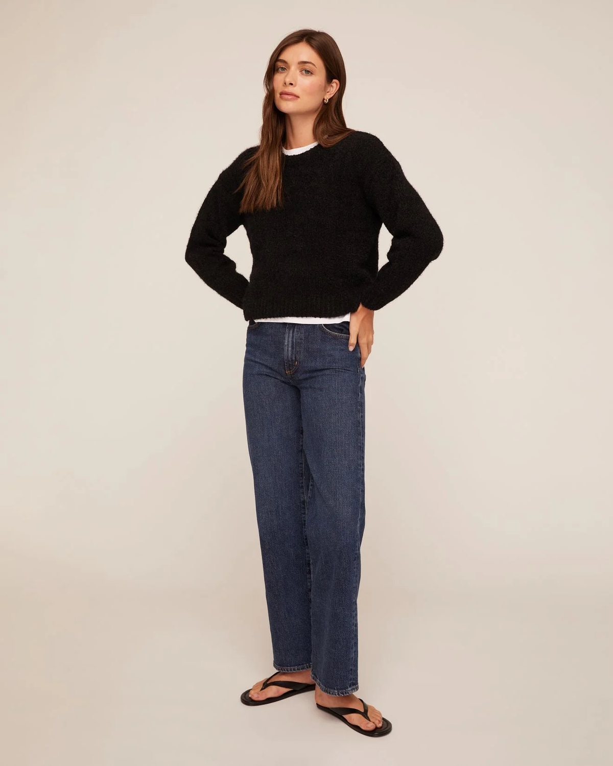 Drop Shoulder Sweater - Black