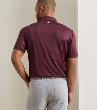 Fulton Performance Jersey Polo - Sean Self Collar by PETER MILLAR in burgundy, back view