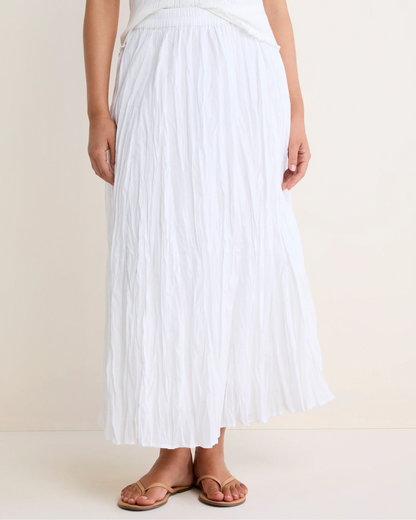 White Cotton Crinkle Skirt in lightweight, textured cotton cambric, relaxed style by NIC AND ZOE