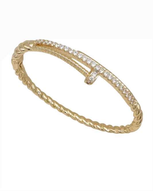 Pave Nail Bangle - Gold