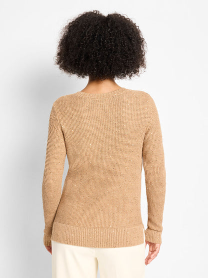 Shimmer Waffle V-Neck Sweater