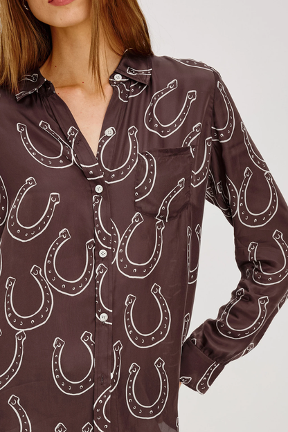 Alyssa - Brown Horseshoes by RAILS women's horseshoe print long sleeve shirt