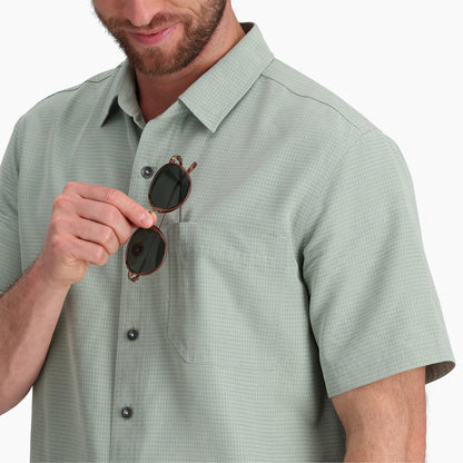 Desert Pucker Dry Short Sleeve - Sage Leaf breathable quick-dry checkered shirt by ROYAL ROBBINS