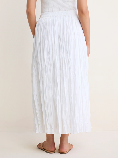 Cotton Crinkle Skirt in white cotton cambric, textured relaxed fit from NIC AND ZOE at HCO FBG