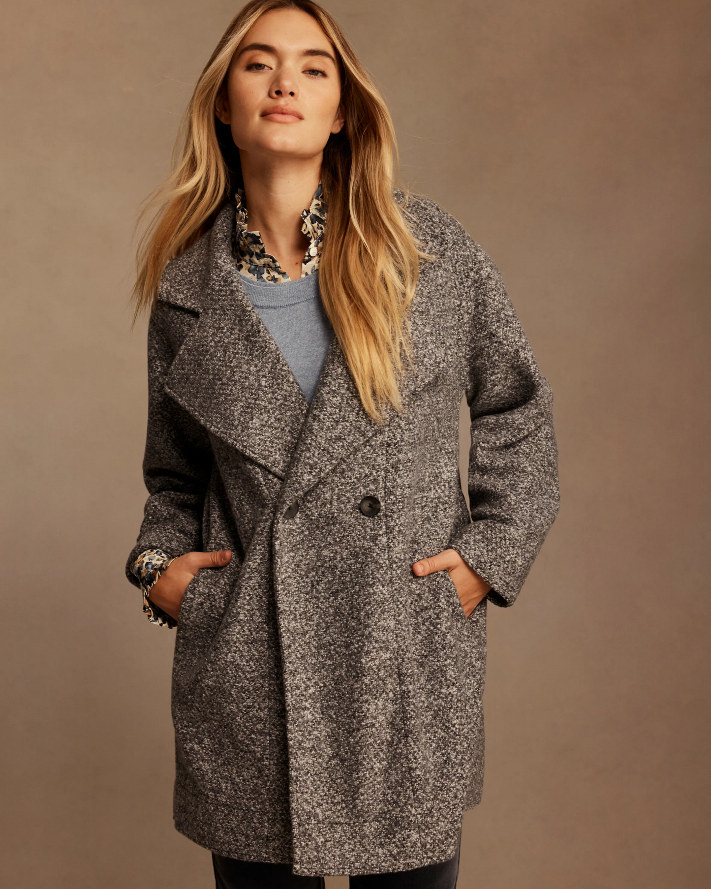 Mixed Boucle Knit Jacket