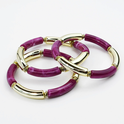 Live a Little Skinny Stretch Bracelet - Magenta
