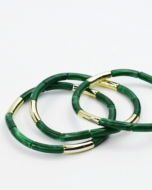 Dainty Glam Stretch Bracelet Set - Green