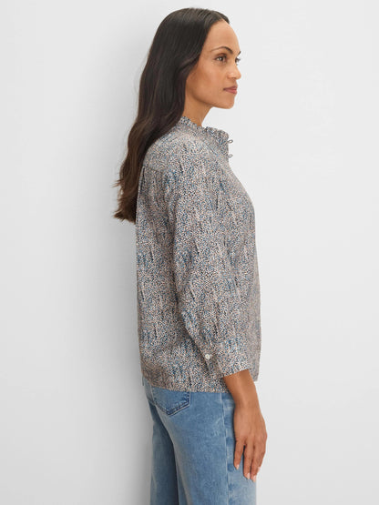 SUN SPECKLE RUFFLE NECK TOP