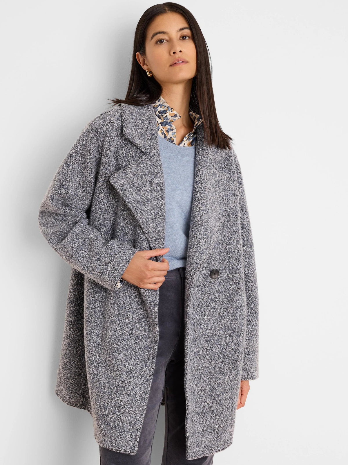 Mixed Boucle Knit Jacket