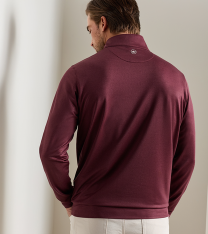 Perth Herringbone Performance Quarter-Zip -BORDEAUX by PETER MILLAR men's sweater