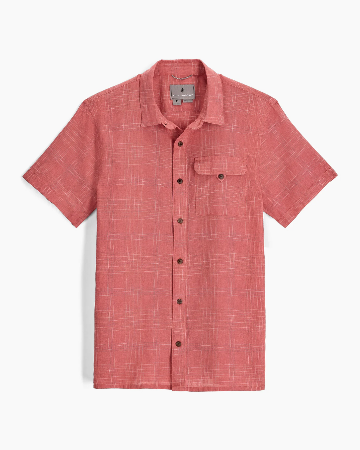 Hempline Spaced S/S - Dusty Cedar, breathable hemp blend short sleeve shirt by ROYAL ROBBINS