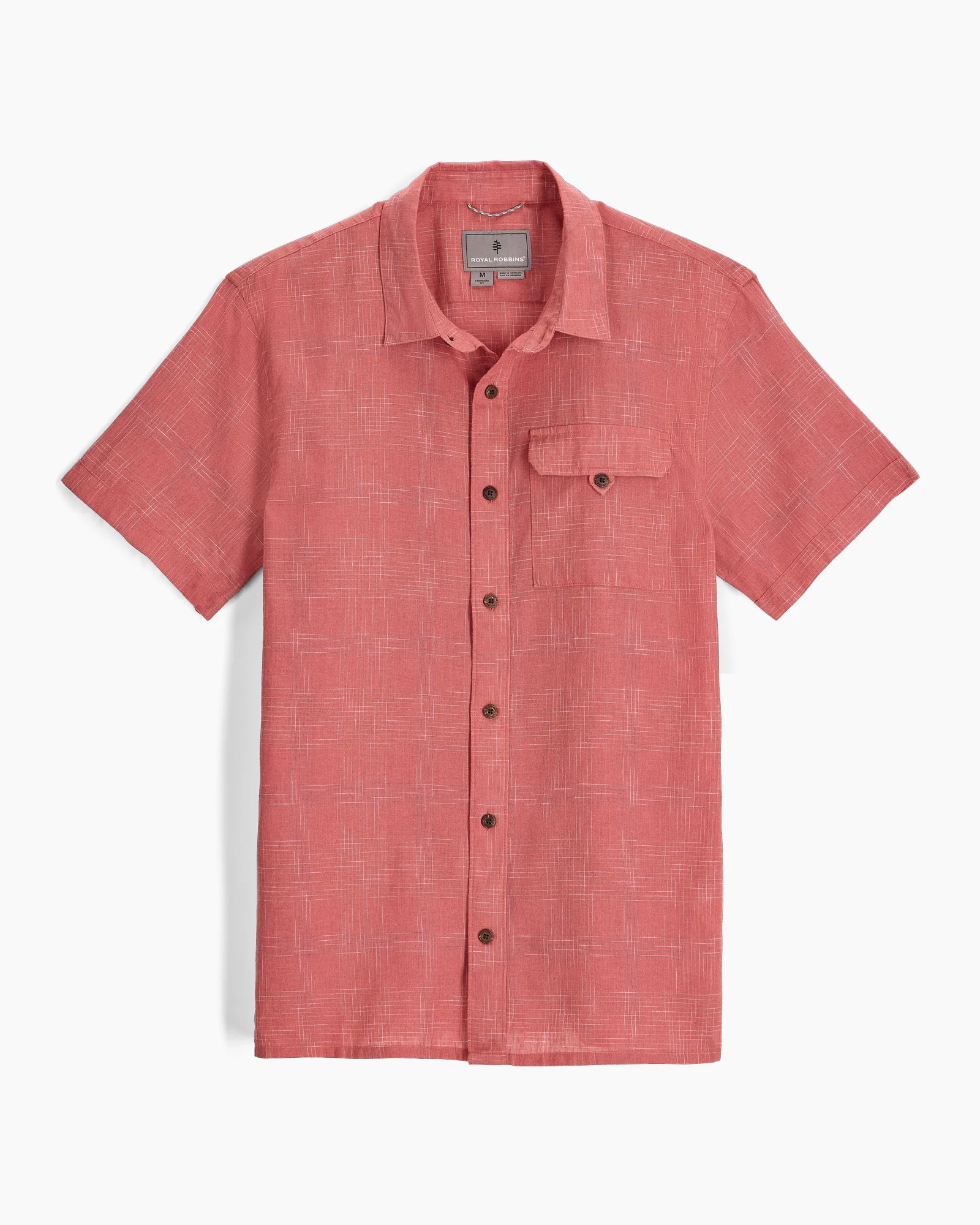 Hempline Spaced S/S - Dusty Cedar, breathable hemp blend short sleeve shirt by ROYAL ROBBINS