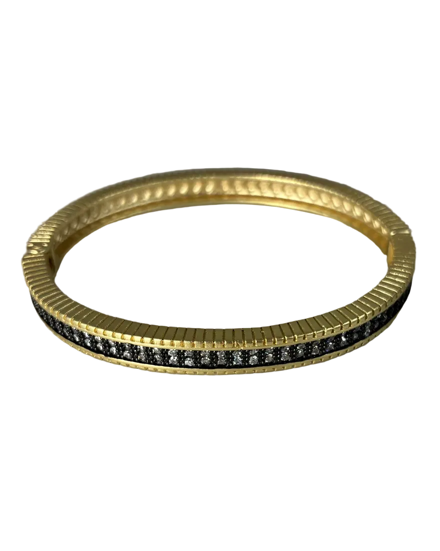 Matte Gold Hematite CZ Bangle