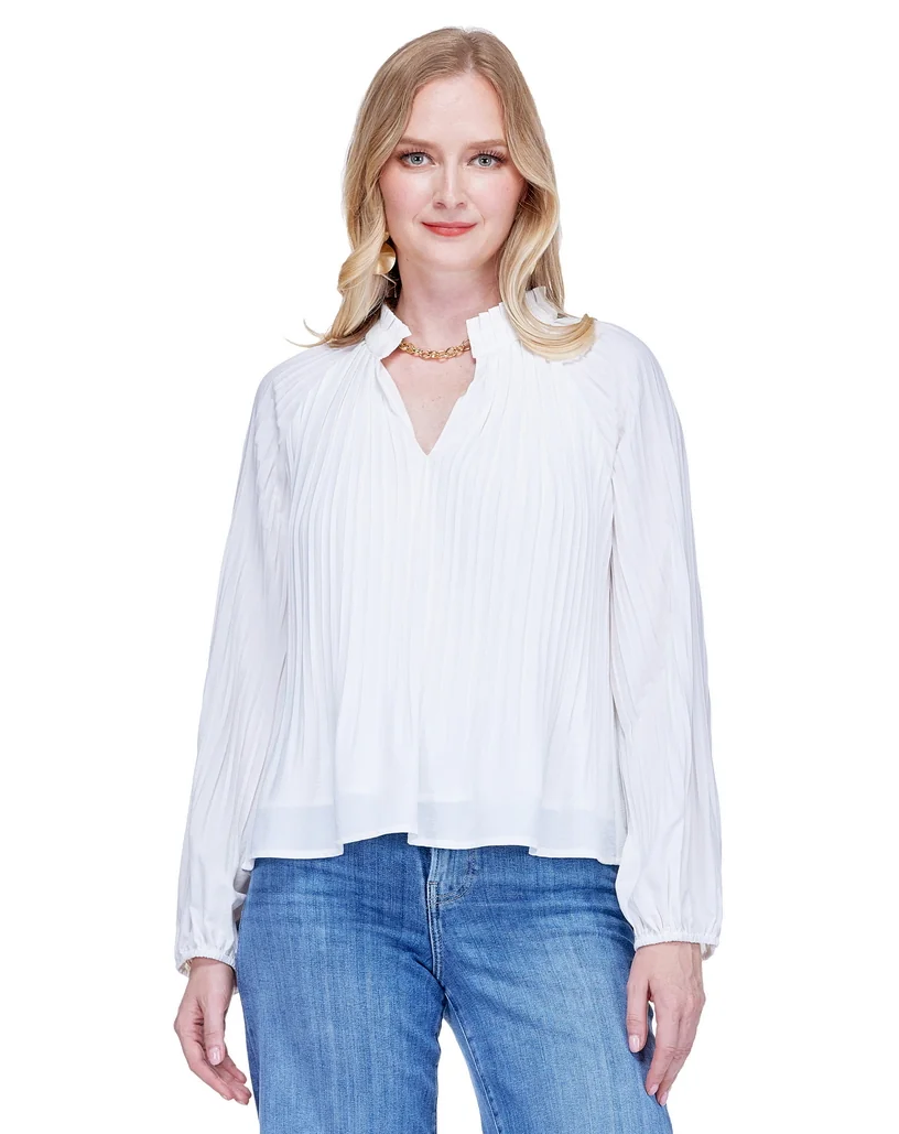 Pleaty Peasant Top - White