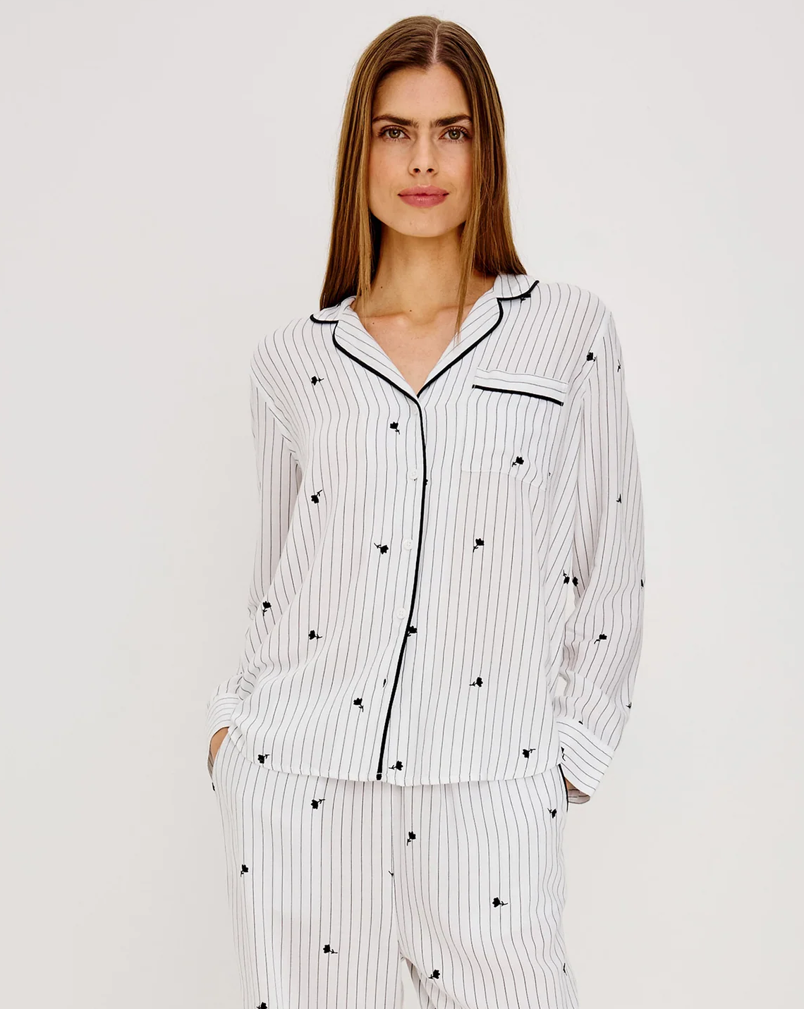 Luna Pajama Set - Striped Onyx Floral RAILS women's striped floral sleepwear