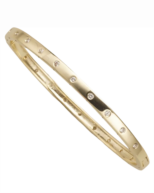 Small Bangle w/Tiny CZ's - Gold