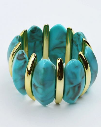 Chunk It Up Stretch Bracelet - Turquoise
